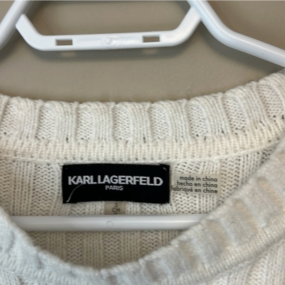 Karl Lagerfeld Cream Faux Pearl Sweater size S - Picture 3 of 3
